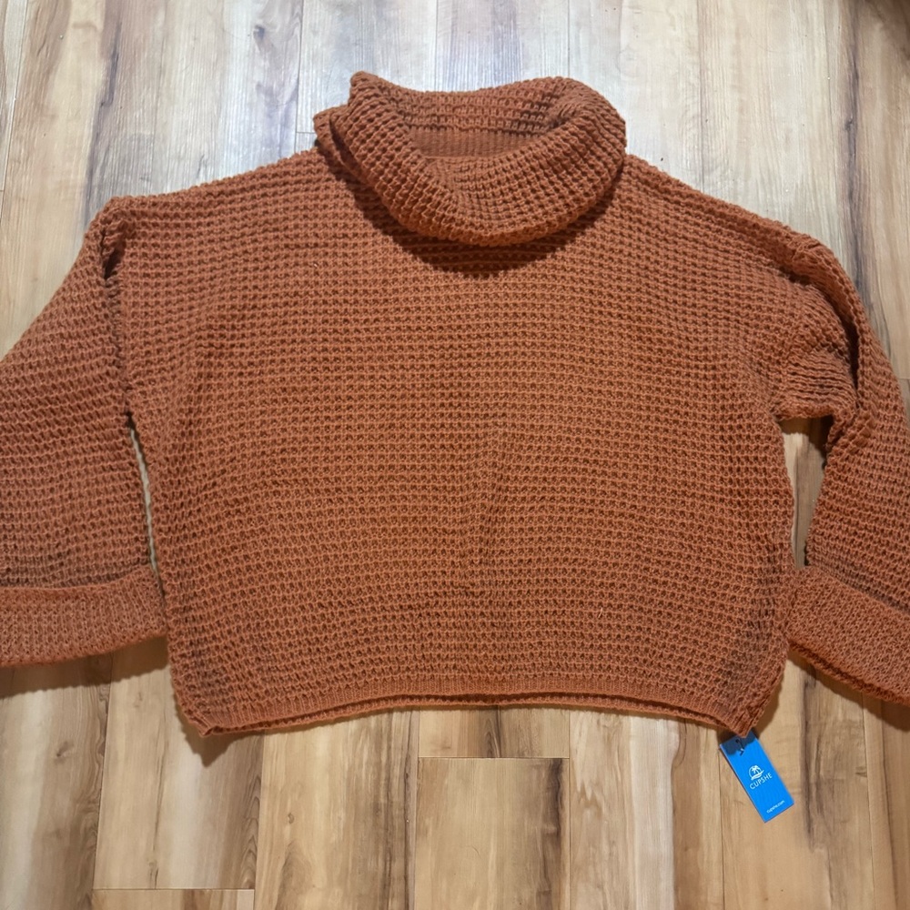 Cupshe Warm Rust Turtleneck Sweater